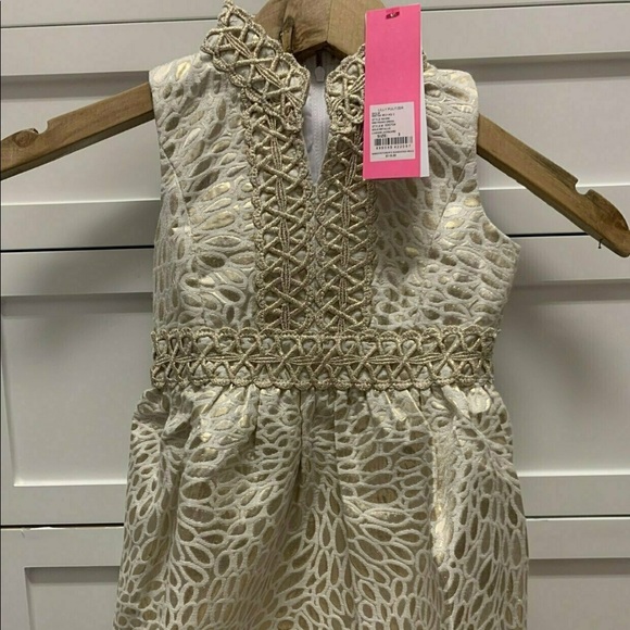 NWT Lilly Pulitzer Holiday Gold Dress Toddler - Picture 2 of 3